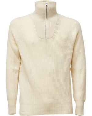 Amaranto Half Zip Knitted Jumper By - Natural