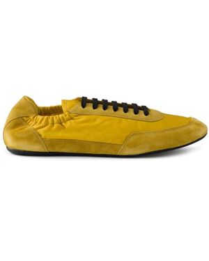 Prada Re-Nylon And Suede Collapse Trainers - Yellow