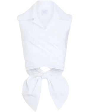 Patou Sleeveless Draped Top - White