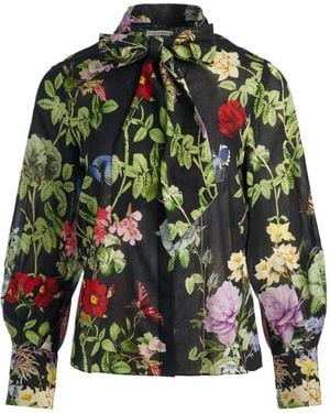 Alice + Olivia Lloyd Cotton Blouse - Green
