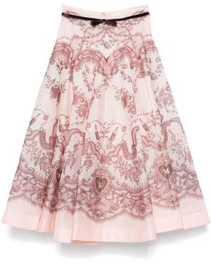 Zimmermann Gonna Midi Crush Flared - Rosa