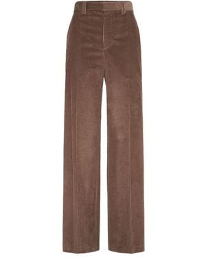 Brunello Cucinelli Wide-Leg Cotton Trousers - Brown