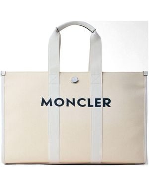 Moncler Logo Canvas Tote Bag - White