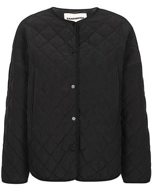 Sandbeige Nylon Quilted Jacket - Black