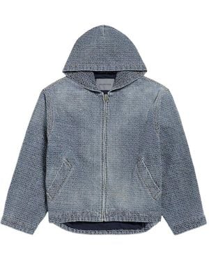 Balenciaga Hooded Denim Cotton Jacket - Blue