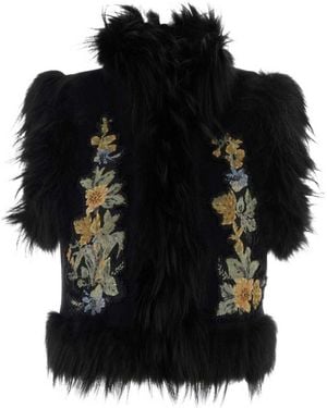 Fendi Wool Embroidered Vest - Black