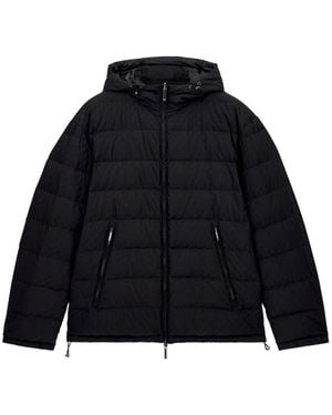 Emporio Armani Hooded Short Down Jacket - Black