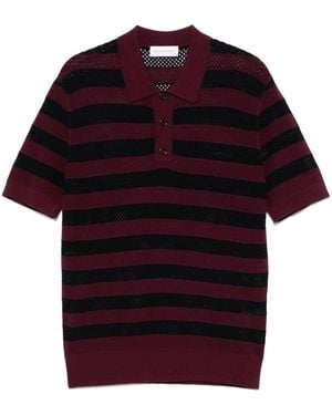 Dries Van Noten Horizontal Stripe Short Sleeve Polo Shirt - Red