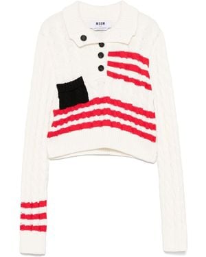 MSGM Cotton Crew Neck Jumper - Red
