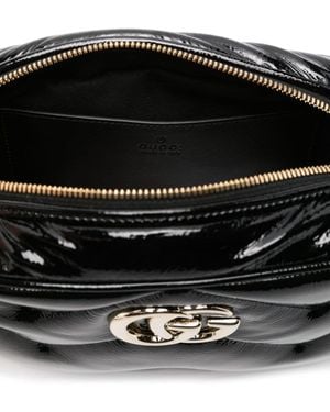 Gucci Gg Marmont Small Patent Leather Shoulder Bag - Black