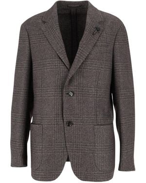 Lardini Roma Prince Of Wales Check-Pattern Blazer - Grey