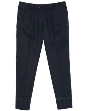 Brioni Pienza Linen And Cotton Trousers - Blue
