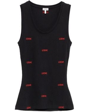 Loewe Logo Cotton Tank Top - Black
