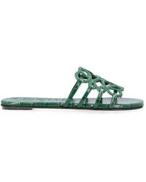 Loewe Petal Anagram Leather Sandals - Green