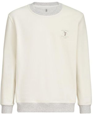 Brunello Cucinelli Logo Cotton Sweatshirt - White
