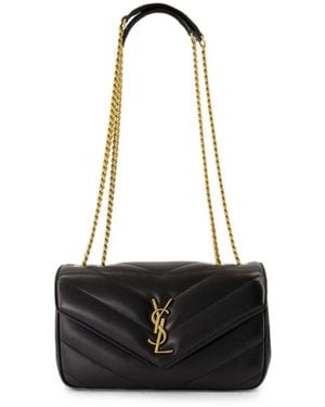 Saint Laurent Loulou Small Suede Leather Shoulder Bag - White