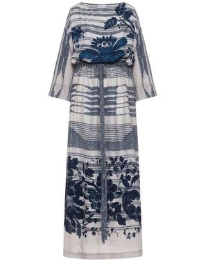 Pierre Louis Mascia Printed Silk Dress - Blue