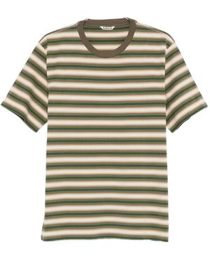 AURALEE Striped Cotton T-Shirt - Green
