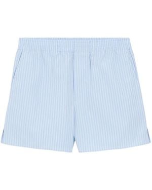 Ami Paris Striped Cotton Shorts - Blue
