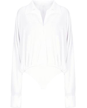 Norma Kamali Oversized Shirt Bodysuit - White