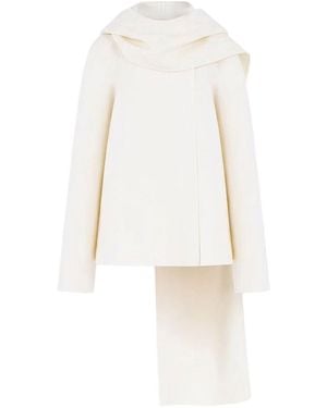 Alaïa Wool Scarfed Coat - White