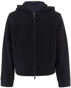 Emporio Armani Wool Blend Blouson Jacket - Blue