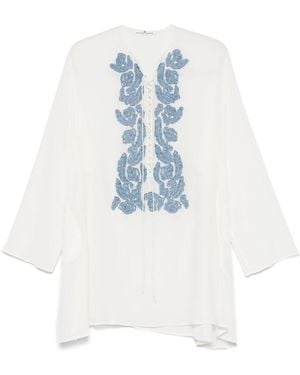 Ermanno Scervino Embroidered Silk Kaftan - Blue