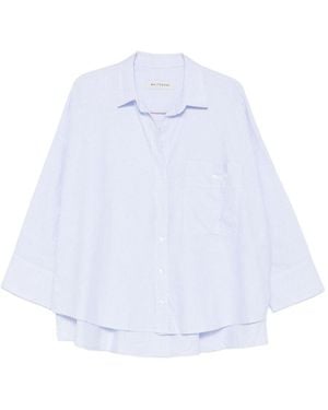 White Sand Striped Cotton Shirt - White