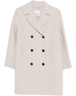 Max Mara Wool Double-Breasted Coat - White