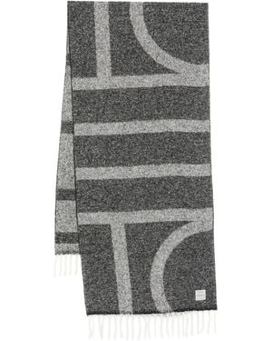 TOTEME Monogram Wool Scarf - Grey