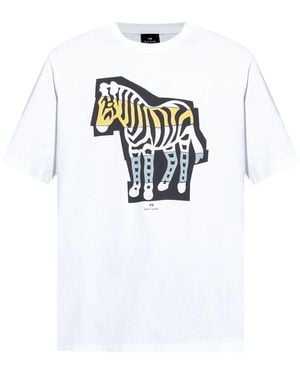 Paul Smith Zebra Print Cotton T-Shirt - White