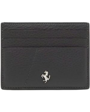 Ferrari Garnet Leather Card Holder With Prancing Horse By - White