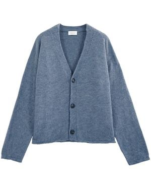 Diana Studio Alpaca Blend Cardigan With Raw Cut Edges - Blue