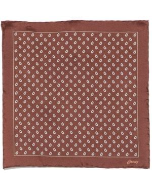 Brioni Pritned Silk Foulard - Red