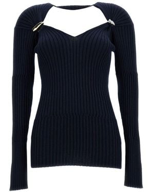 Bottega Veneta Cashmere And Silk Blend V-Necked Jumper - Blue
