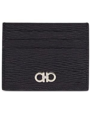 Ferragamo Gancini Leather Card Case - Black
