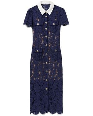 Self-Portrait Dress With Front Button Fastening - Blue