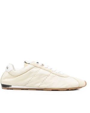 Miu Miu Plume Nylon And Leather Trainers - White