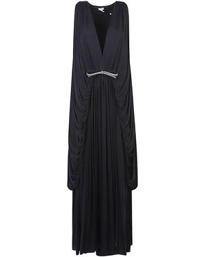 Loewe Silk Draped Long Dress - Blue