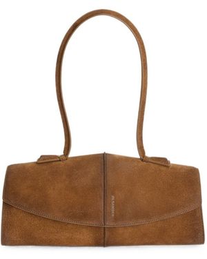 Jil Sander Linea Suede Leather Shoulder Bag - Brown