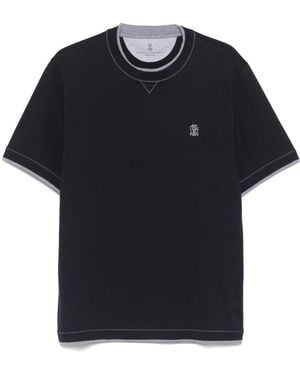 Brunello Cucinelli Logo Cotton T-Shirt - Black