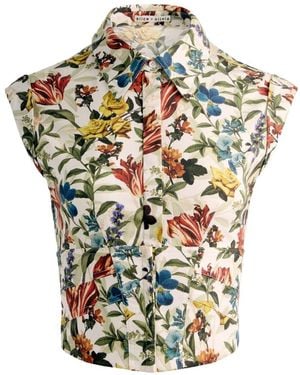 Alice + Olivia Printed Cotton Shirt - White