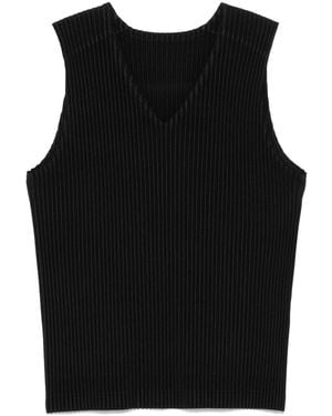 Homme Plissé Issey Miyake Gilet Scollo V Plissé - Nero
