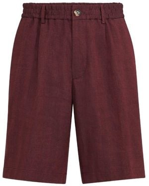 Brunello Cucinelli Linen Bermuda Shorts - Purple