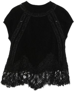 Ermanno Scervino Cashmere Lace Top - Black