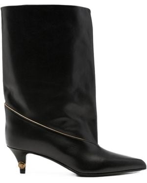 Versace Gianni Leather Heel Boots - Black