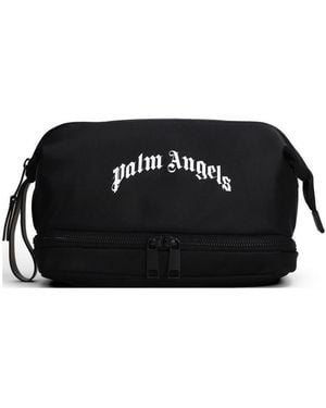 Palm Angels Beauty-Pouch Con Logo Curvo - Nero