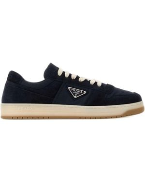 Prada Downtown Re-Nylon And Suede Trainers - Blue