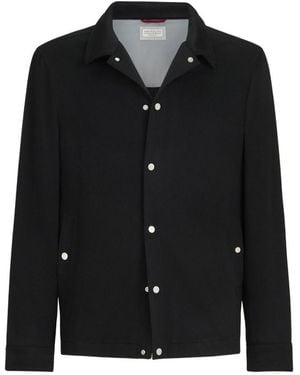 Brunello Cucinelli Lightweight Cashmere Flannel Outerwear Jacket - Black