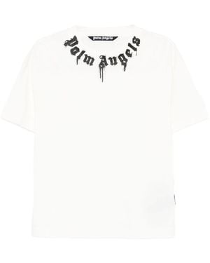 Palm Angels Logo Cotton T-Shirt - White